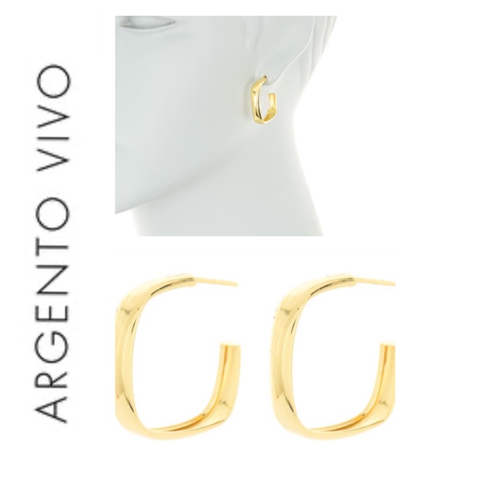 🐘 Argento Vivo 18K Gold Plated Hoop Earrings